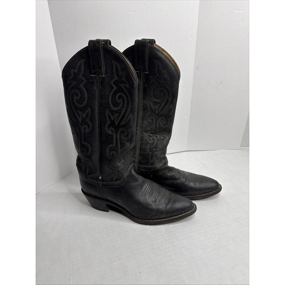 Justin Boots Black Leather Men's Cowboy Boots